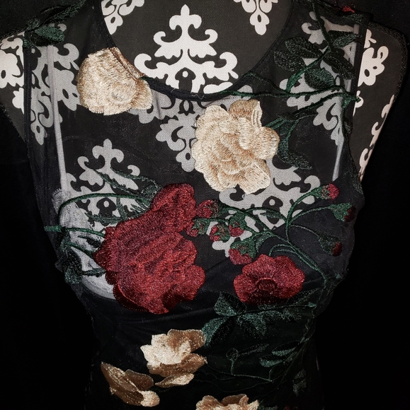 Calvin Klein Floral Embroidered Mesh Dress Sz 6 - Picture 4 of 6